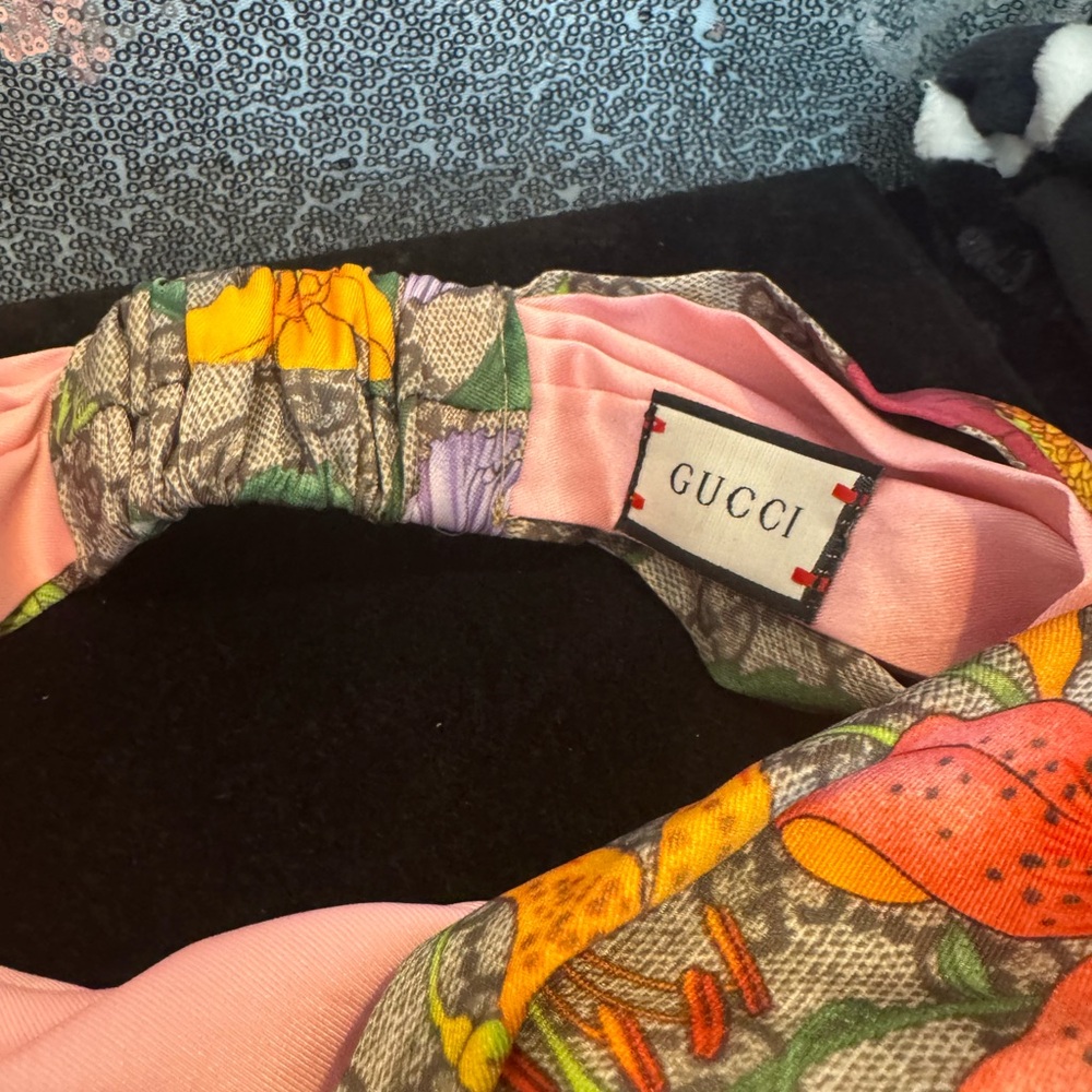 Gucci Pink and Orange Floral Hairband - Picture 3 of 8
